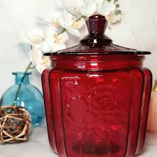 Ruby Red Amberina Depression Style Glass Mayfair Rose ...