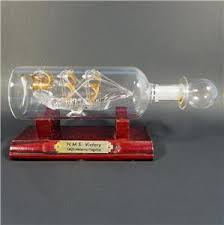 Vintage Spun Glass H.M.S. Victory Ship in a Bottle w/ Wood ...