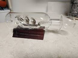 Mayflower Blown Glass Sculpture England Ship In A Bottle W ...