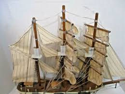 Gorch Fock World Bazaars Handcrafted Wood Model Schooner Sailing Ship 17" Vtg | eBay