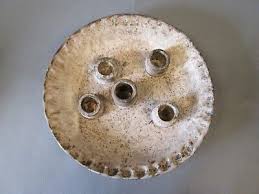McCarty Pottery 5 PIPE HOLE Candle Holder Plate Thumbprint Edge 9.5" wide | eBay