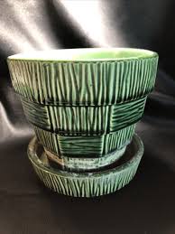 McCoy 1950s Vintage Mid Century Modern Art Pottery Green ...
