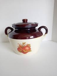 Vintage 2 1/2 Quart Mccoy 342 Brown Bean Pot With Apple and ...