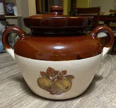 Vintage McCoy Bean Pot With Handles Fruit And Nut Design ...