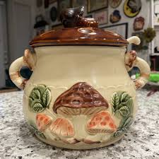 MCM VINTAGE Hand Painted Mushroom Soup Pot | eBay