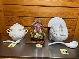 Vintage Ceramic Serving Tureen With Ladle: Turkey or Veggie ...