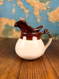 Vintage Mccoy Pottery Pitcher: Brown & Off-white Glazed ...