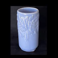 Vintage MCM Mccoy Pottery Butterfly Pattern Flowers Periwinkle Blue Vase 6 Inch - Etsy