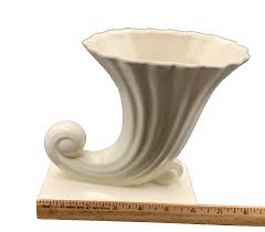 McCoy White Matte Cornucopia Vase - Vintage Art Pottery ...
