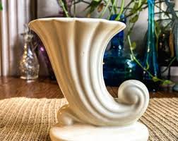 Vintage USA Pottery Cornucopia Vase - Etsy