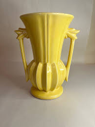 Vintage Mccoy Yellow Double Handled Vase - Etsy