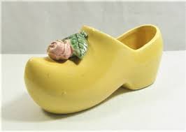 Vintage USA McCoy Pottery Ceramic Clog Rose Shoe Planter ...