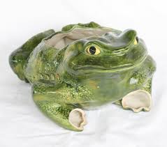 Large Vintage Porcelain Bull Frog Figure. Glaze Ceramic ...