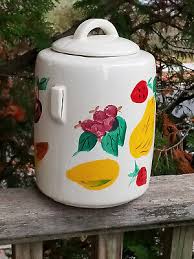 VINTAGE McCOY COOKIE JAR HAND PAINTED WHITE WITH FRUIT | eBay