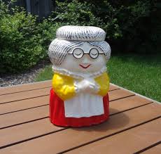 COOKIE JAR * GRANNY With Red Dress, Glasses, Mccoy Unmarked ...