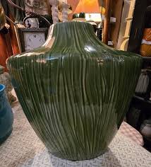 Vintage Large Ribbed Leaf Design Vase | Chairish