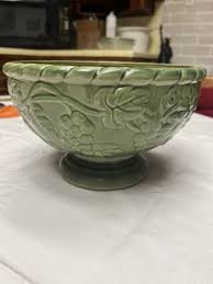 Vintage Hosley Potteries Green Grapevine Planter Dish Bowl ...