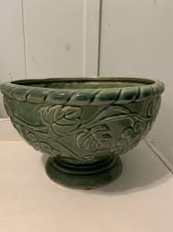 Hosley Potteries Pottery Green pedestal Bowl decorative ...