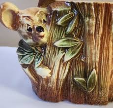 VTG McCoy Cookie Jar Koala Honey Bear Mushroom Lid Tree Trunk Crazing Signed 50s | eBay