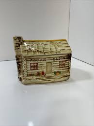 McCoy USA Pottery 136 Cookie Log Cabin Jar Rustic Decor | eBay