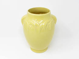 Vintage 1940s McCoy Art Deco Style Yellow Pottery Vase with ...