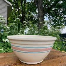 Vintage 14" Mccoy Blue and Pink Striped Mixing Bowl - Etsy