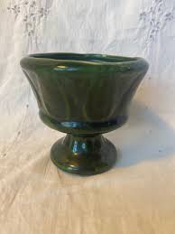 Vintage MCM Dark Green Pottery Pedestal Planter, Collectible Pottery, Avocado Green, Mid Century Modern - Etsy