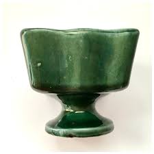 Hull Pottery F4 Green Square Pedestal Planter Vase Imperial Line. For Sale at Ruby Lane