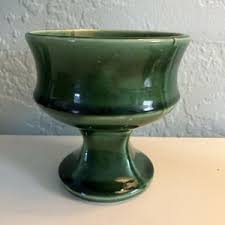 Mccoy Pottery USA Green Pedestal Planter Vase Round Vintage 4 1/2" T X 4 1/2 Dia - Etsy