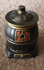 Vintage McCoy USA Pottery Black Pot Belly Stove Cookie Jar w ...