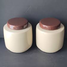 Vintage 70's McCoy Ceramic Flour and Sugar Kitchen Canister Set of 2 | Chairish