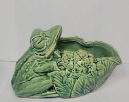 Vintage Mccoy Frog Leaf Planter Green MCM 50s - Etsy