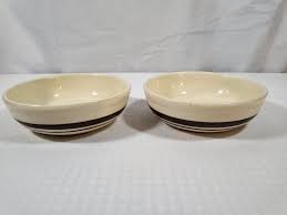 2 Vtg McCoy Soup Bowls Cream with Brown Stripe 1413 6 inch ...