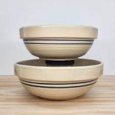 Vintage Marshall Pottery Texas Blue Stripe Farmhouse ...