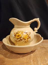 Vintage McCoy Pitcher & Bowl Set, Speckled Pitcher with ...