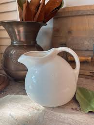 White Pottery Ball Jug Pitcher - Etsy