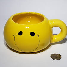 Yellow Smiley Happy Face Mug Soup Bowl Squatty Big Smile ...