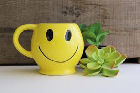 vintage McCoy pottery mug, smiley face yellow smile coffee ...