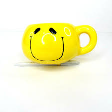 Vtg HAPPY SMILEY FACE OVERSIZED MUG PLANTER COFFEE CUP 16 oz ...