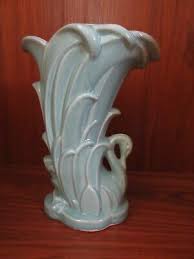 McCoy Swan Vase Art POTTERY Green VINTAGE 9 1/4" | eBay