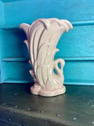 1940s 1950s Mccoy Pottery Pink Salmon Swan Vase - Etsy