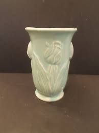 Vintage McCoy Aqua Tulip Vase Art and Craft Style Matte 1940's Fine Condition | #537768660