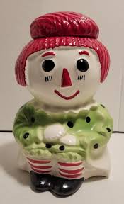 Vintage McCoy Raggedy Ann Pottery Ceramic Cookie Jar Green ...