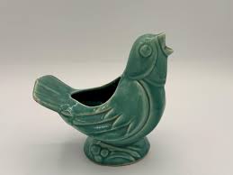 Collectible 1940s Mccoy Pottery 7" Bird Planter – Green ...