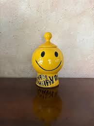 Vintage Mccoy “have a Happy Day” Smiley Face Cookie Jar - Etsy