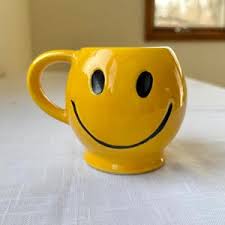 Vintage Mccoy Smiley Face Mug, 1970s Smiling Yellow & Black Ceramic Cup, 4" Tall - Etsy