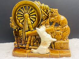 Mccoy Spinning Wheel Double Planter / Vintage Mccoy ...