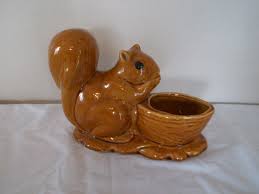 Vintage Squirrel and Nut Pottery Planter - Etsy