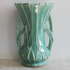 Vintage Large Mccoy Strap Vase, Double Handle Aqua Pottery, Mid Century - Etsy