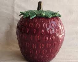 Vintage Mccoy Strawberry Cookie Jar Burgundy Fruit Art Pottery Jar With Lid Farmhouse Kitchen Storage - Etsy